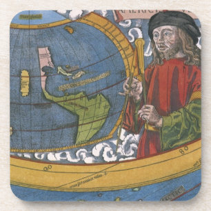 Karte der Amerikas mit dem Entdecker Amerigo Vespu Untersetzer