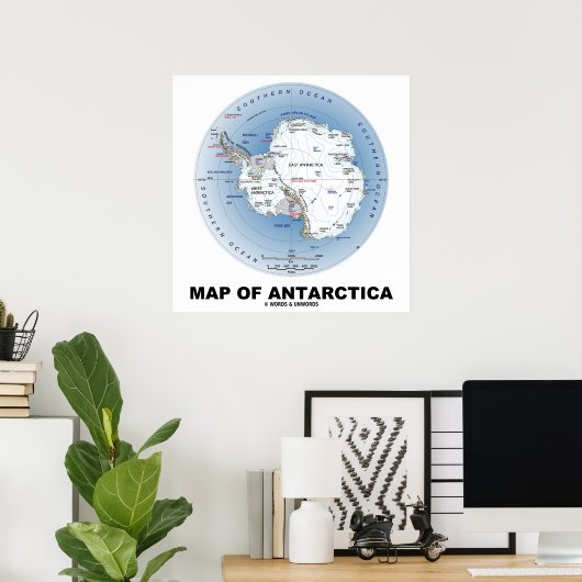 Karte der Antarktis-Geografie Poster (Heimbüro)