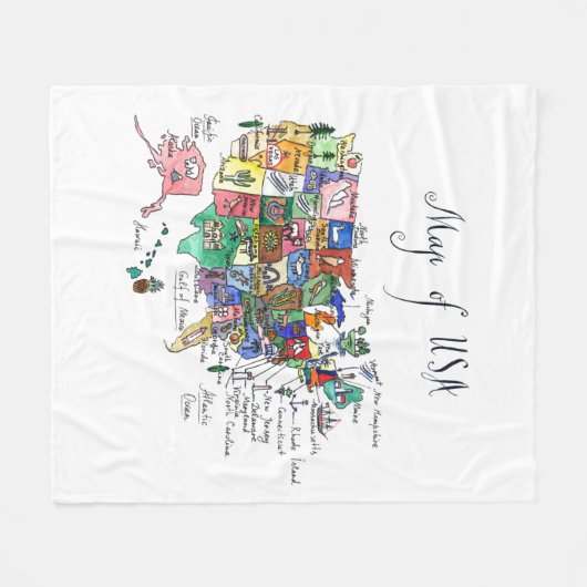 Karte der Anziehungskräfte von USA Fleecedecke (Vorderseite (Horizontal))