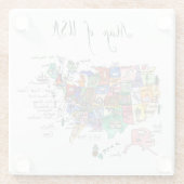 Karte der Anziehungskräfte von USA Glasuntersetzer (Rückseite)