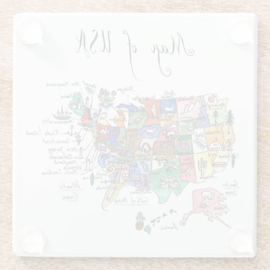 Karte der Anziehungskräfte von USA Glasuntersetzer (Rückseite)