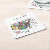 Karte der Anziehungskräfte von USA Rechteckiger Pappuntersetzer (angewinkelt)