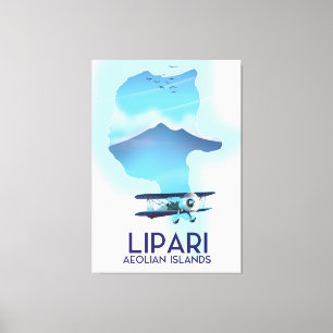 Karte der äolischen Inseln Lipari Leinwanddruck