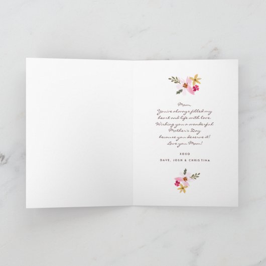 Karte der Aquarell-Blumenmutter Tages (Innenseite)