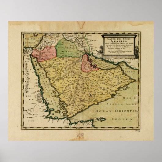 Karte der arabischen Halbinsel (1654) Poster (Vorne)