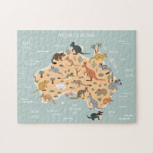 Karte der australischen Beuteltiere für Kinder Puzzle