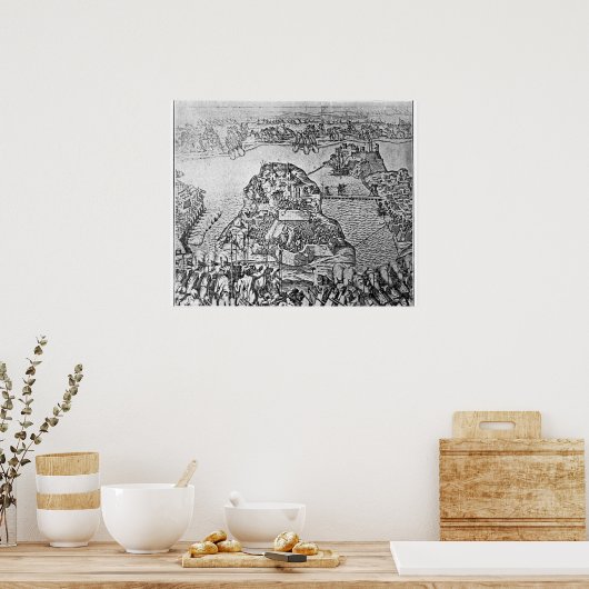 Karte der Belagerung Maltas im Jahr 1565 Poster (Küche)