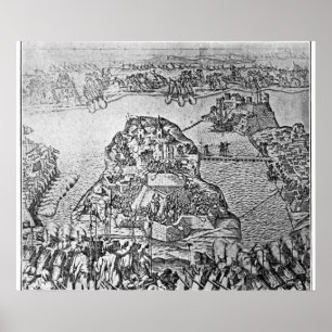 Karte der Belagerung Maltas im Jahr 1565 Poster