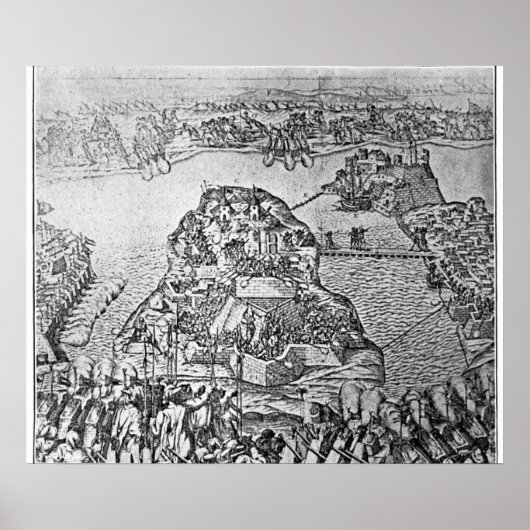 Karte der Belagerung Maltas im Jahr 1565 Poster (Vorne)