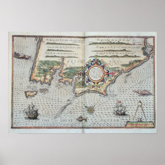 Karte der Bretagne, 1588 Poster (Vorne)