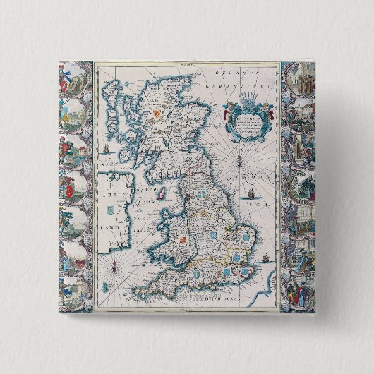 Karte der Britischen Inseln 2 Button (Vorderseite)