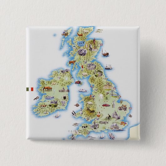 Karte der Britischen Inseln Button (Vorderseite)