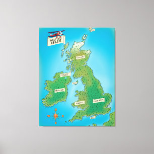 Karte der Britischen Inseln Leinwanddruck