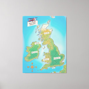 Karte der Britischen Inseln (Vintage-Version) Leinwanddruck