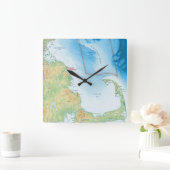 Karte der Cape Cod-Bucht Quadratische Wanduhr (Zuhause)