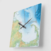 Karte der Cape Cod-Bucht Quadratische Wanduhr (Winkel)
