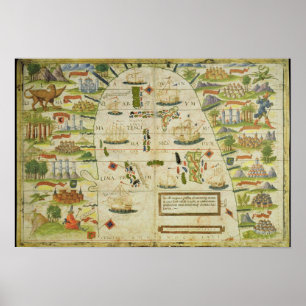 Karte der China, Faksimile von 'Miller Atlas' Poster