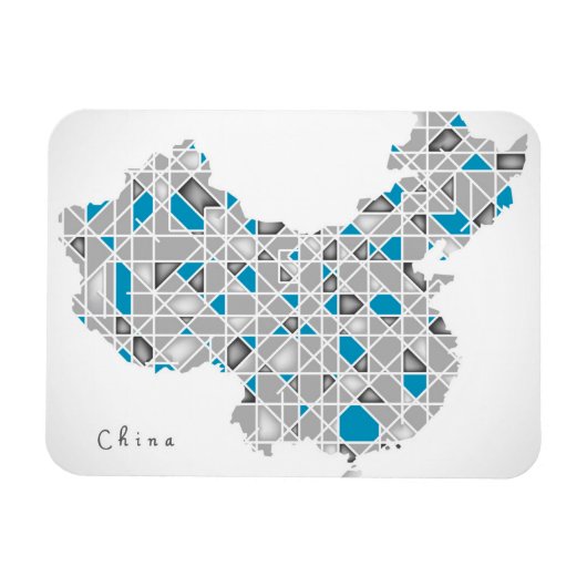 Karte der China | Kristall-Diamant-Artwork Magnet (Horizontal)