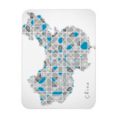 Karte der China | Kristall-Diamant-Artwork Magnet (Vertikal)