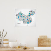 Karte der China | Kristall-Diamant-Artwork Poster (Küche)