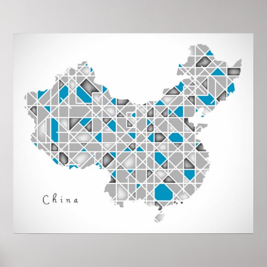 Karte der China | Kristall-Diamant-Artwork Poster (Vorne)