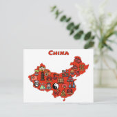 Karte der China mit Symbolen chinesischer Zielorte (Stehend Vorderseite)