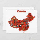 Karte der China mit Symbolen chinesischer Zielorte (Vorne/Hinten)