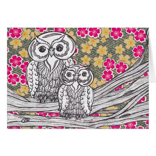 Karte der chinesisches Papier-Eulen-12 (Vorderseite (Horizontal))