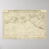 Karte der Entdeckungen von Cook und Clerke 2 Poster (Vorne)