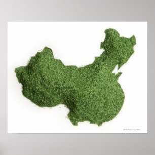 Karte der Festland-China gemacht vom Gras Poster