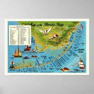 Karte der Florida Keys Druck Poster