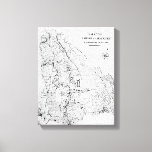 Karte der Gemeinde Hackney Leinwanddruck (Vorderseite)