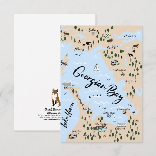 Karte der georgianischen Bay Note Card (Vorne/Hinten)