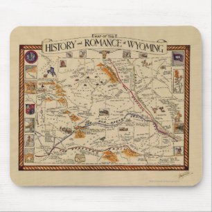 Karte der Geschichte und Romantik von Wyoming Mousepad