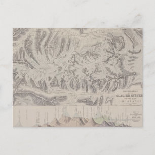 Karte der Gletschersysteme der Alpen