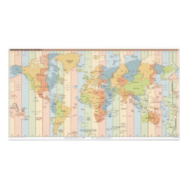 Karte der globalen Zeitzonen Fotodruck