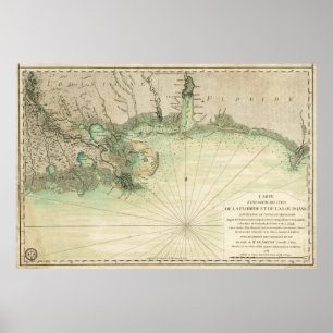 Karte der Golfküste von Louisiana und Florida (177 Poster
