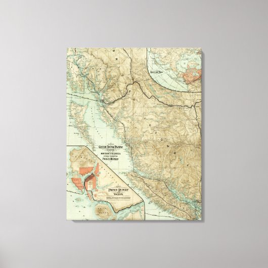 Karte der Grand Trunk Pacific Railway Leinwanddruck (Vorderseite)