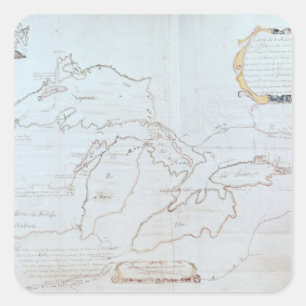 Karte der Great Lakes Quadratischer Aufkleber
