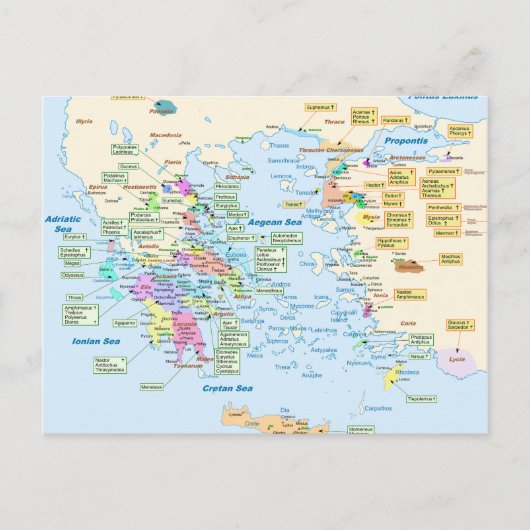 Karte der griechischen Ära mit englischen Bezeichn (Vorderseite)