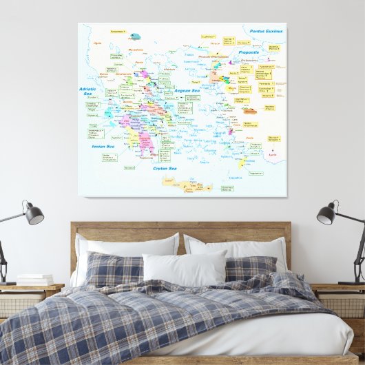 Karte der griechischen Ära mit englischen Bezeichn Leinwanddruck (Insitu (Schlafzimmer))