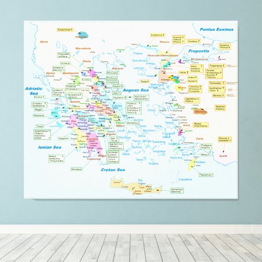 Karte der griechischen Ära mit englischen Bezeichn Leinwanddruck (Insitu (Holzboden))