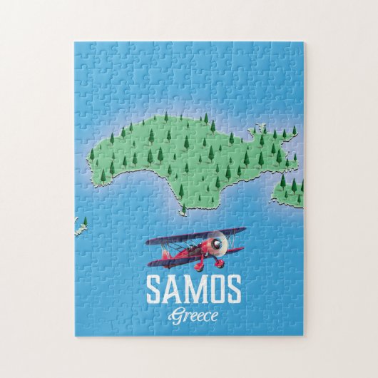 Karte der griechischen Insel Samos Puzzle (Vertikal)