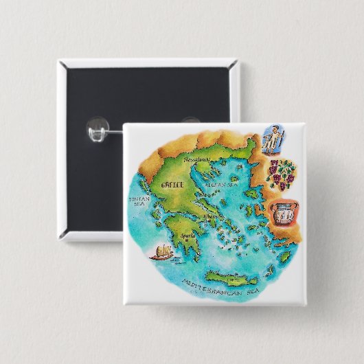 Karte der griechischen Inseln Button (Vorne & Hinten)