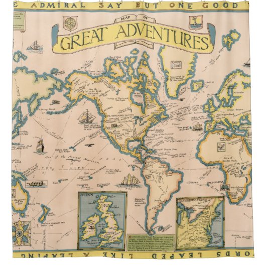 Karte der großen Abenteuer Duschvorhang (Vorderseite)