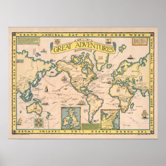 Karte der großen Abenteuer Poster (Vorne)