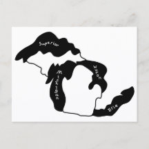 Karte der Großen Seen von Michigan auf Postkarte