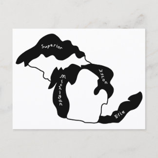 Karte der Großen Seen von Michigan auf Postkarte
