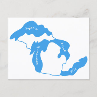 Karte der Großen Seen von Michigan auf Postkarte