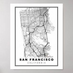 Karte der Halbinsel San Francisco Poster
